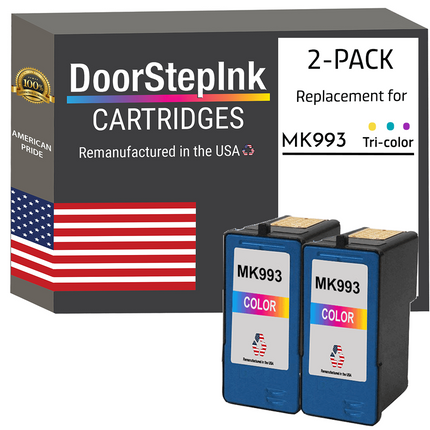 DoorStepInk Remanufactured in the USA Ink Cartridges for Dell Series 9 MK993 Color Twin Pack