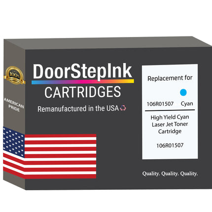 Remanufactured in the USA For Xerox 106R01507 Cyan LaserJet Toner Cartridge, 106R01507