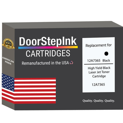 Remanufactured in the USA For Lexmark 12A7365 High Yield Black Laser Toner Cartridge, 12A7365