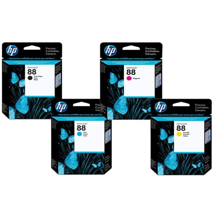 HP 88 Black Cyan Magenta Yellow 4PK Ink Cartridges