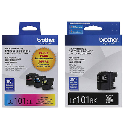 Original Brother LC101 Black, Cyan, Magenta, Yellow Ink Cartridges