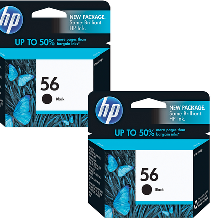 Genuine HP 56 (C6656AN) Black 2PK Ink Cartridges