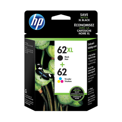 HP 62XL Black & 62 Color Ink Cartridge- 2 Pack