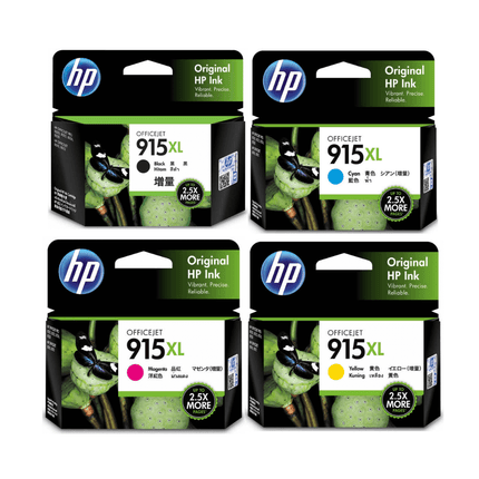 Original HP 915XL Black, Cyan, Magenta, Yellow (4 Pack) Ink Cartridges