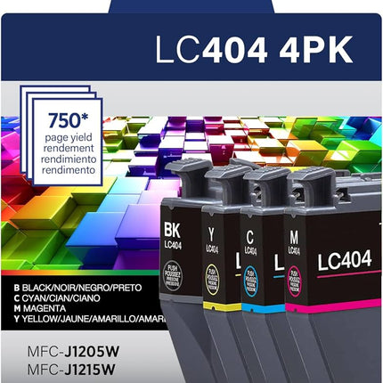 Brother Standard-Yield Black and Tri-Color Ink Cartridge LC404. 4PK