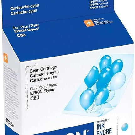 Original Epson T032 Standard-Yield Cyan Ink Cartridge, T032220