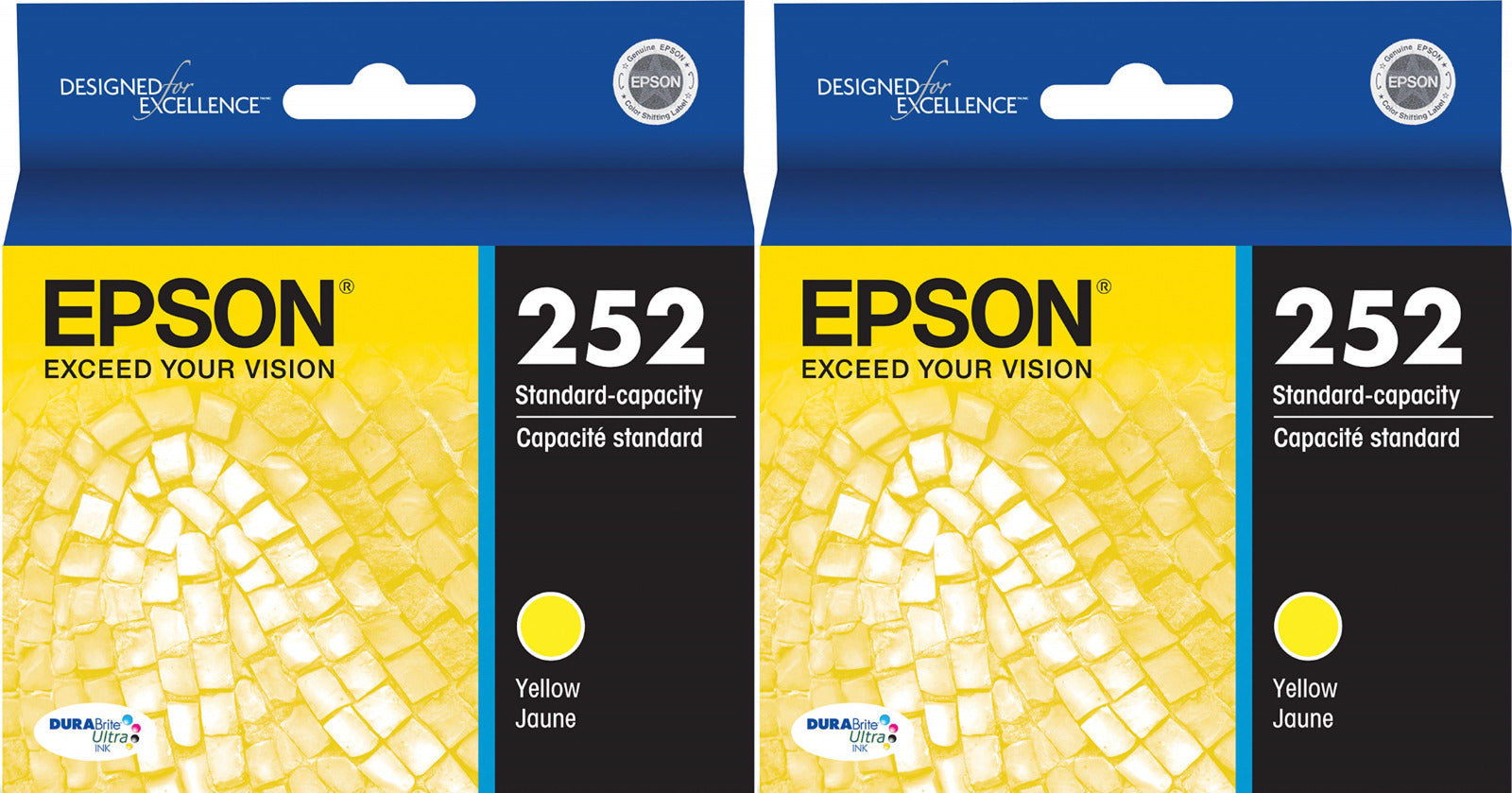 New Genuine Epson 252 Yellow Ink Cartridge 2 Pack 2584